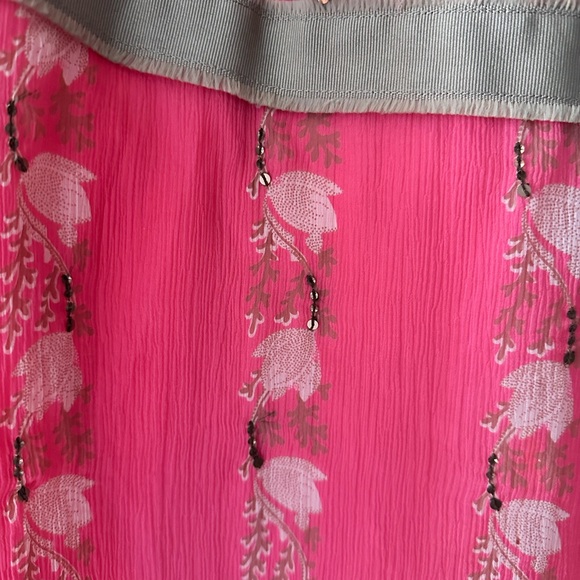 J.Crew Vintage 100% Silk Pink Floral Beaded Cami Top Size 12 - Picture 4 of 5